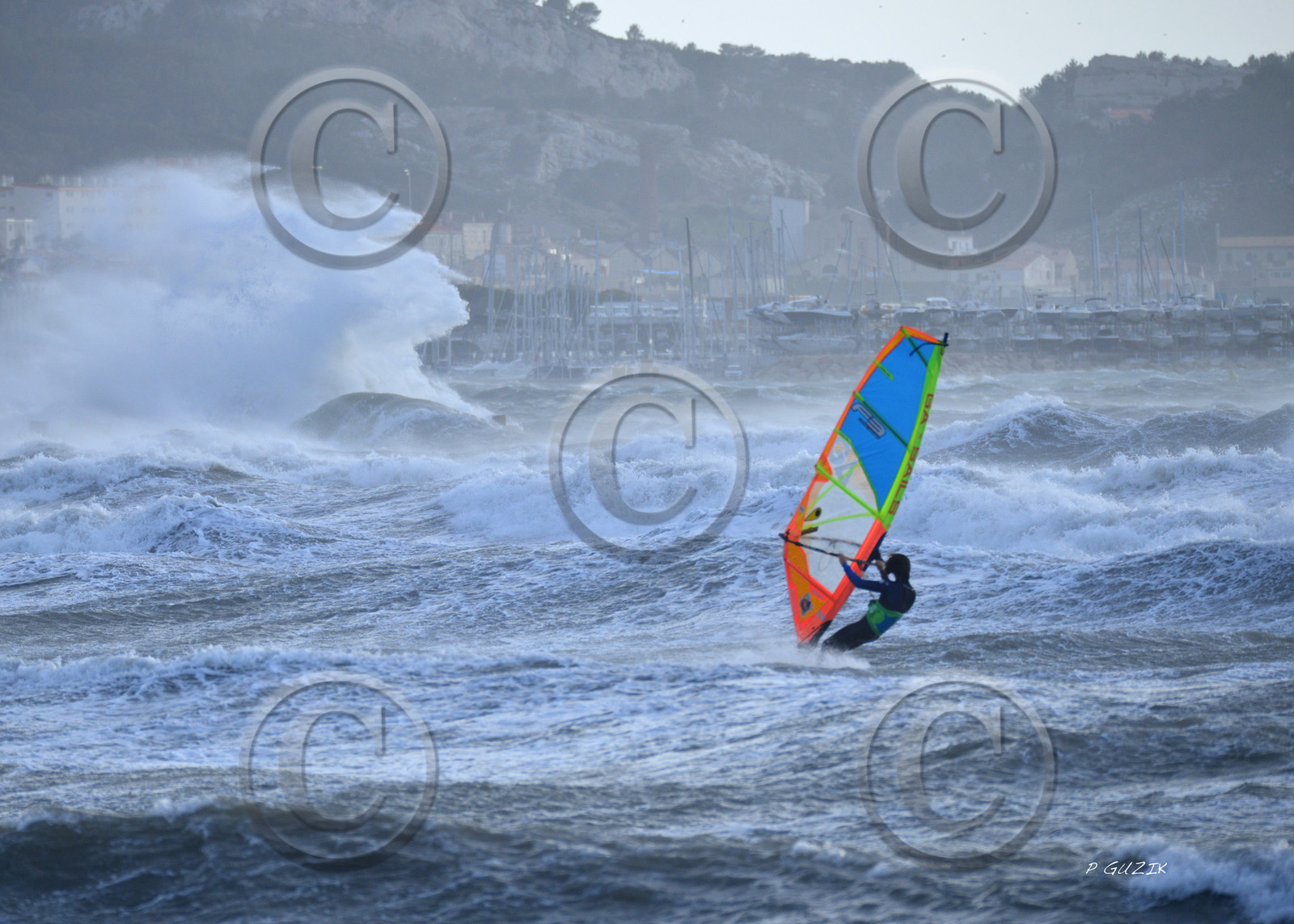 TEMPETE ZEUS MARSEILLE ,PLAGE DU PRADO,WINDSURF, PLANCHE À  VOILE