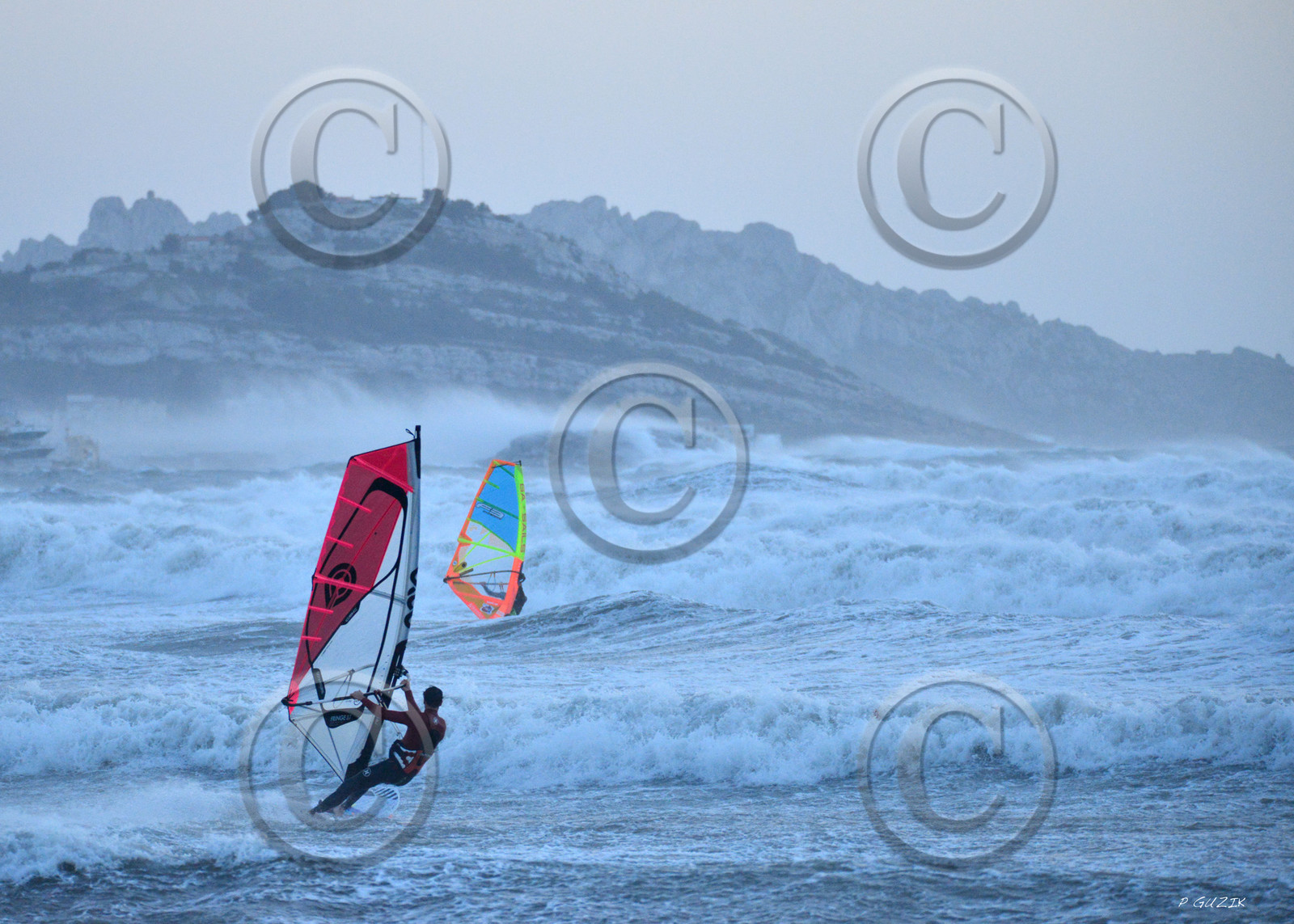 TEMPETE ZEUS MARSEILLE ,PLAGE DU PRADO,WINDSURF, PLANCHE À  VOILE